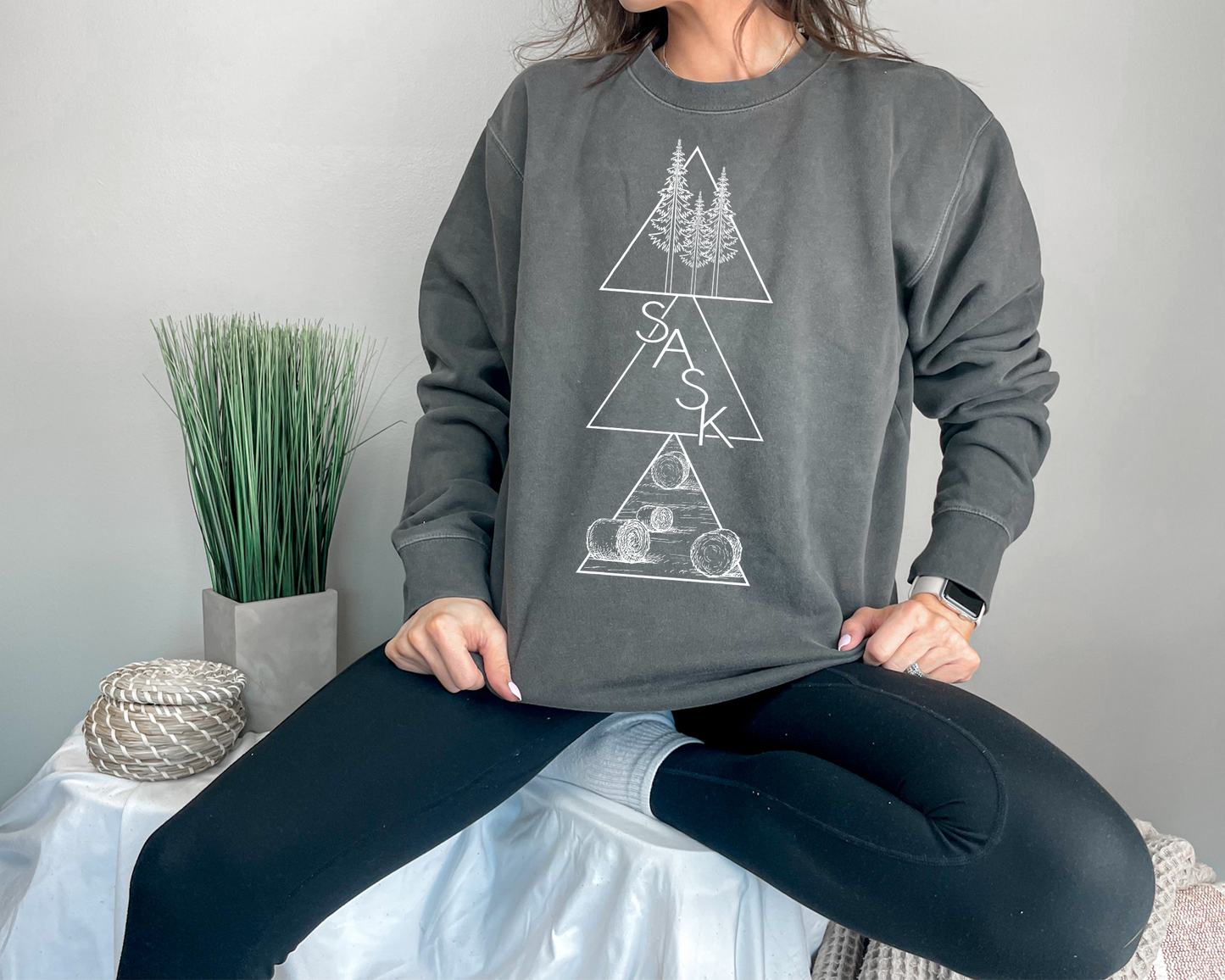 Geometric Saskatchewan Premium Unisex Sweatshirt | Saskatchewan Clothing