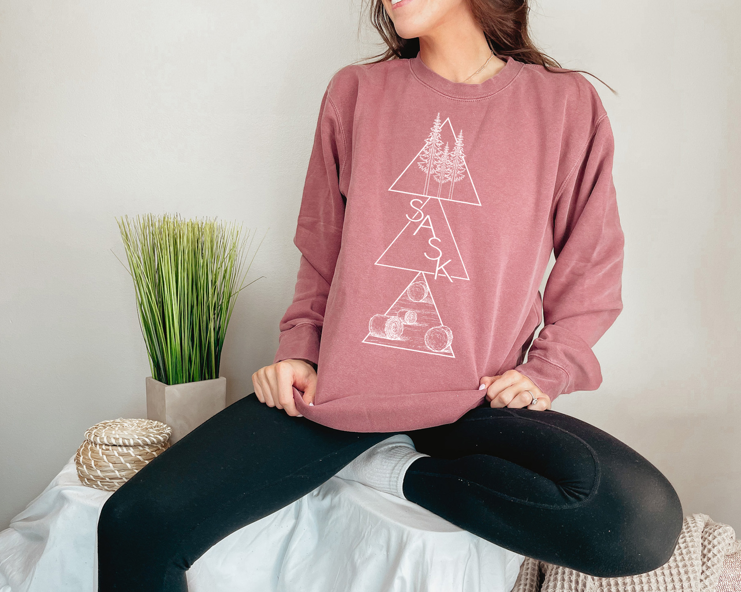 Geometric Saskatchewan Premium Unisex Sweatshirt | Saskatchewan Clothing