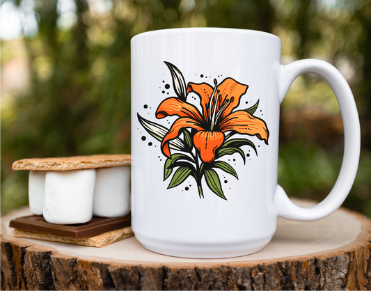 Vintage Prairie Lily Ceramic Mug | Saskatchewan Mug