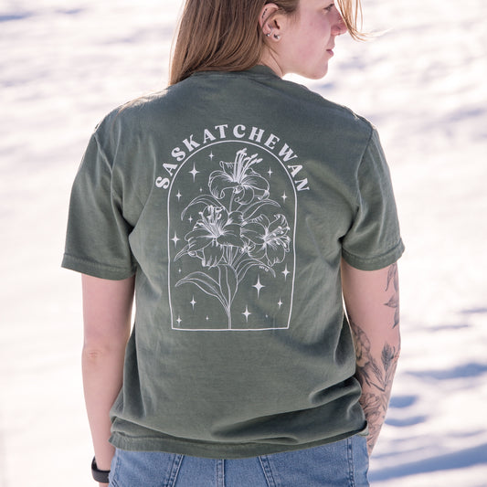 Line Art Prairie Lily Unisex T-shirt | Saskatchewan Apparel