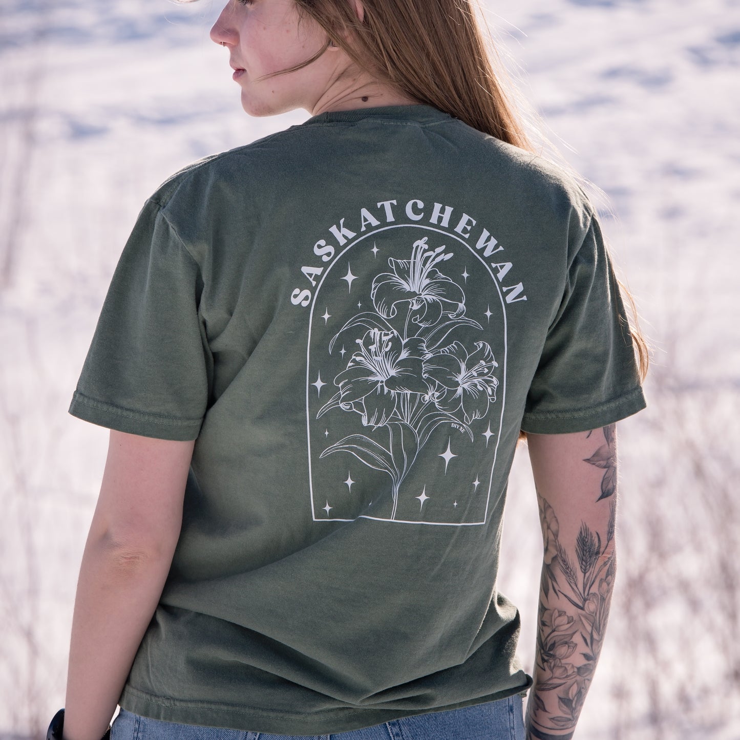 Line Art Prairie Lily Unisex T-shirt | Saskatchewan Apparel