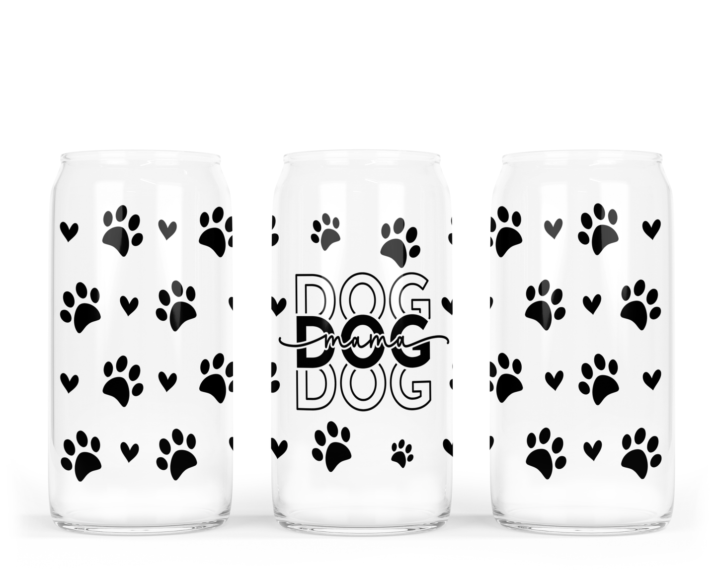 Dog Mama Glass Can with Bamboo Lid