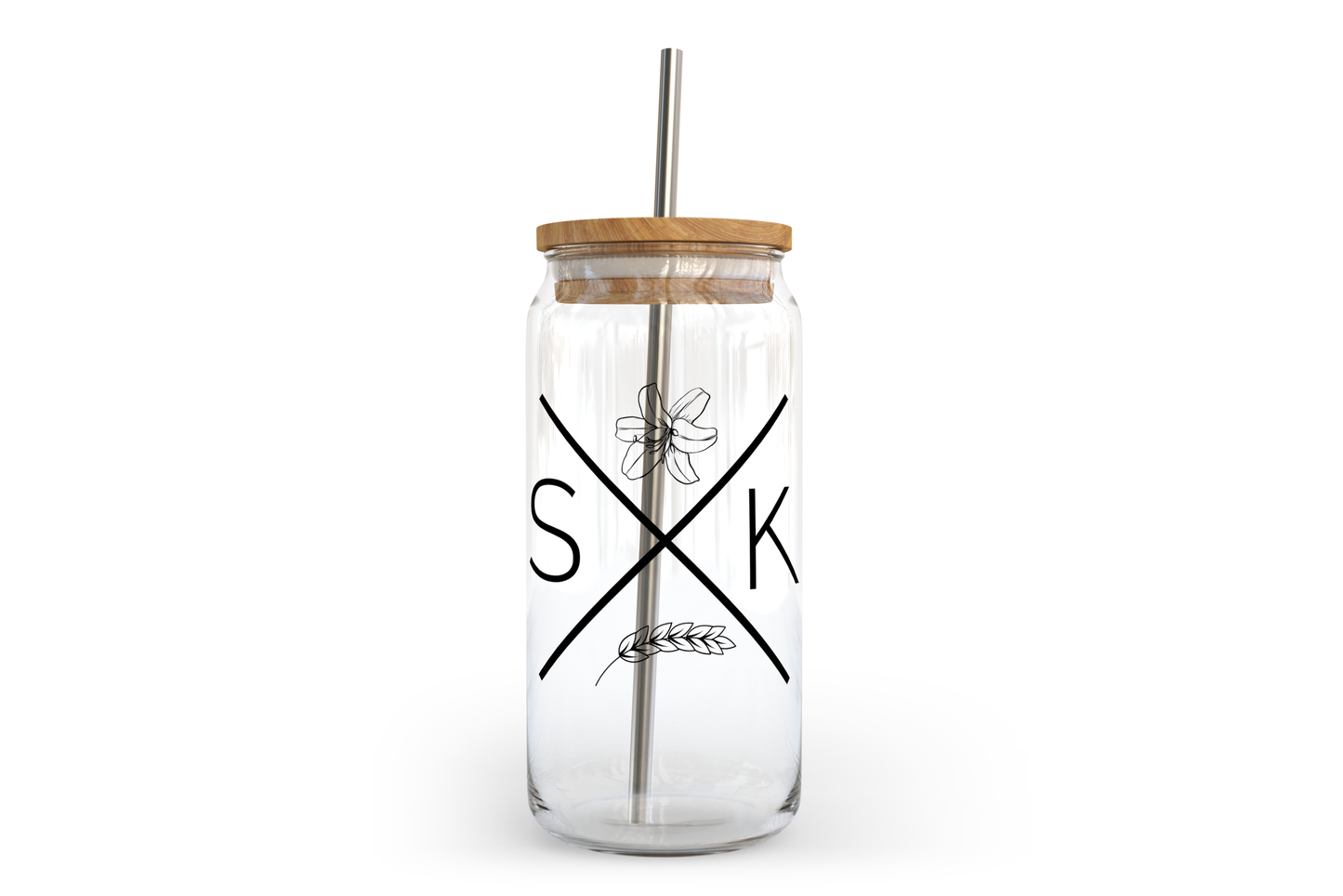 Sask X Glass Can with Bamboo Lid