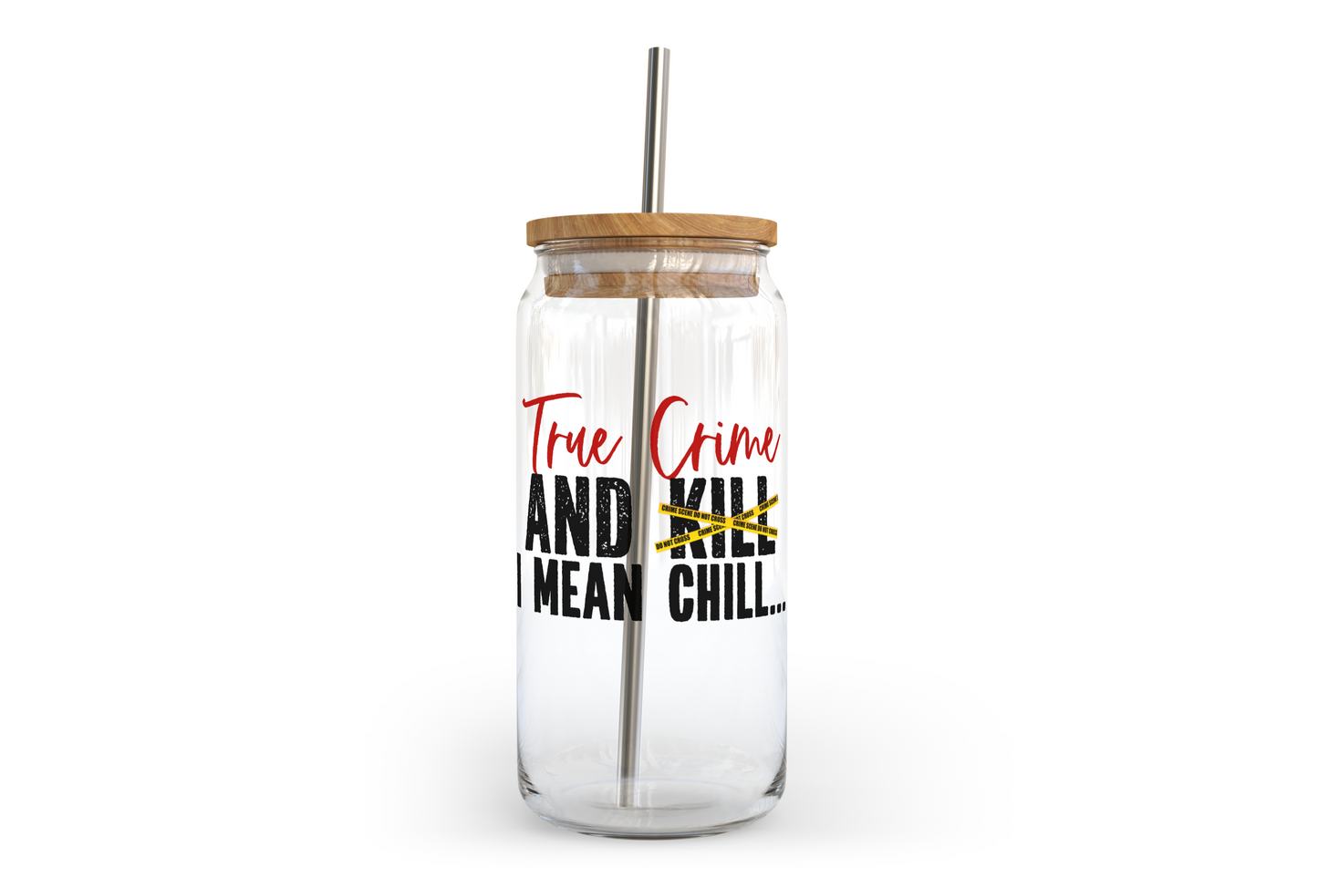 True Crime & Kill Glass Can with Bamboo Lid